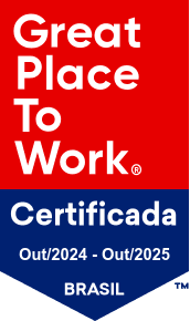 Selo Great Place To Work - Certificada Outubro 2024 à Outubro 2025.