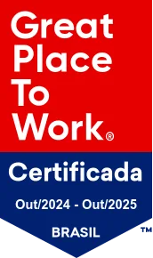 Selo Great Place To Work - Certificada Outubro 2024 à Outubro 2025.