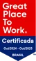 Selo Great Place To Work - Certificada Outubro 2024 à Outubro 2025.